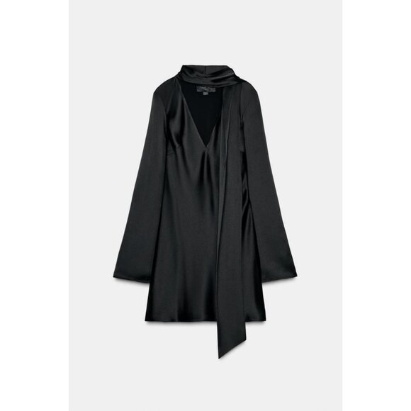 ZARA SATIN DRESS WITH FOULARD - Picture 1 of 3